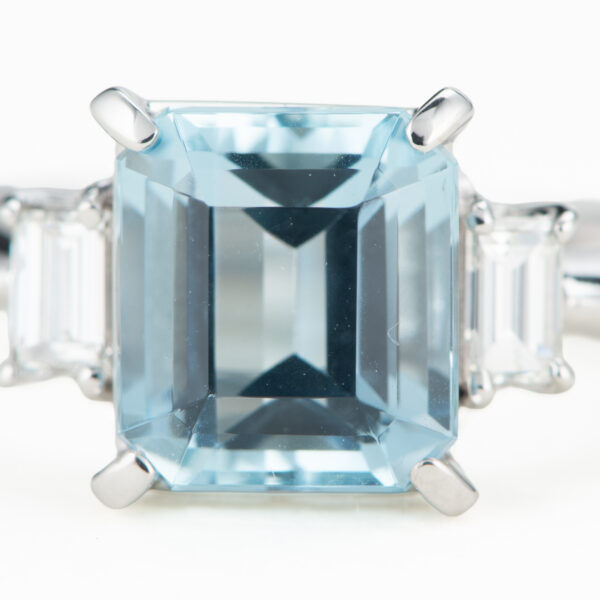 アクアマリン　プラチナ製リング To: 2.73ct D:0.30ct Pt900 - 画像 (7)
