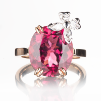 6.86ct トルマリンピンクゴールドリング (T:6.86ct D:0.32ct K18PG)