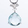 アクアマリン プラチナ製 Aq27.4ct D0.18ct ダイヤモンドペンダントネックレス
