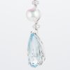 ライン アクアマリンxアコヤパールxクンツァイト製ペンダントネックレス (Aq: 8.36ct Ku: 7.45ct D: 0.18ct Pt950/850)