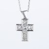 ホワイトゴールド製2.03ct K18WGダイヤモンドペンダントネックレス クロス型