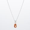 3ct オレンジサファイア プラチナ×ゴールドドロップペンダント(OS:3.07ct D:0.42ct)