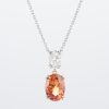 3ct オレンジサファイア プラチナ×ゴールドドロップペンダント(OS:3.07ct D:0.42ct)