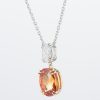 3ct オレンジサファイア プラチナ×ゴールドドロップペンダント(OS:3.07ct D:0.42ct)