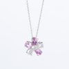ホワイトゴールド製 ブルームピンクサファイア PS0.89ct D0.42ct K18WG ダイヤモンドペンダントネックレス フラワー型