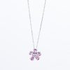 ホワイトゴールド製 ブルームピンクサファイア PS1.19ct D0.11ct K18WG ダイヤモンドペンダントネックレス フラワー型