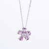 ホワイトゴールド製 ブルームピンクサファイア PS1.19ct D0.11ct K18WG ダイヤモンドペンダントネックレス フラワー型