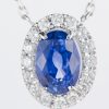 2ct サファイアプラチナハローペンダント(E:2.91ct D:0.32ct Pt900/850)