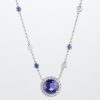 ハロー タンザナイトxサファイアxダイヤモンド プラチナペンダントネックレス (Ta: 5.07ct S: 0.50ct D: 0.60ct Pt950/850)