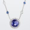 ハロー タンザナイトxサファイアxダイヤモンド プラチナペンダントネックレス (Ta: 5.07ct S: 0.50ct D: 0.60ct Pt950/850)