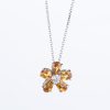 ホワイトゴールド製 ブルームイエローサファイア YS1.52ct D0.11ct K18WG ダイヤモンドペンダントネックレス フラワー型