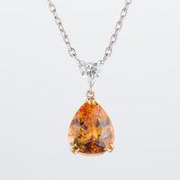 4ct イエローサファイアプラチナペンダント(YS:4.05ct D:0.32 Pt900/K18)
