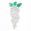 ローズカットダイヤモンド カービングエメラルドグレープブローチ(D: 6.78ct E:4.79ct