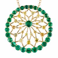 Spark スパーク　4ctコロンビア産エメラルド イエローゴールドペンダント E:4.18ct D:1.33ct K18YG