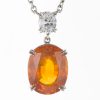 6ct オレンジサファイアプラチナペンダント(OS:6.82ct D:0.41 Pt900/K18)